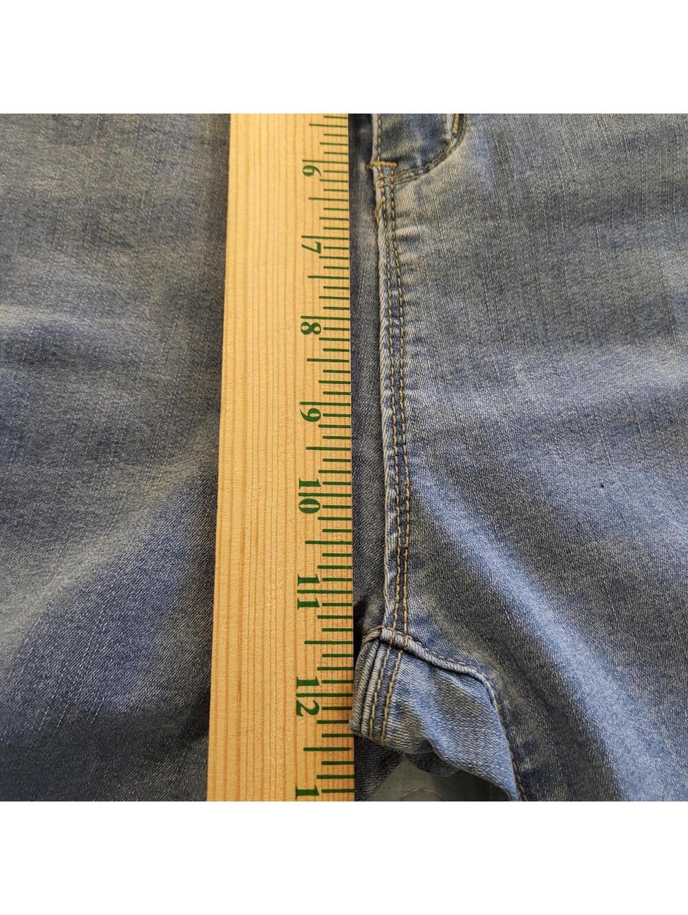 women's blue high-rise straight ankle jeans medium wash unique raw-edged hem XL - Picture 9 of 9